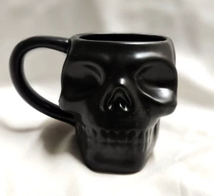 Way To Celebrate Gothic Black Ceramic Stoneware Skull Halloween Coffee Mug Cup - Picture 1 of 7