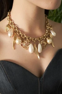 GIVENCHY PARIS HALSKETTE VINTAGE GLAS CHARM COLLIER PERLE GOLDFARBEN - Bild 1 von 10