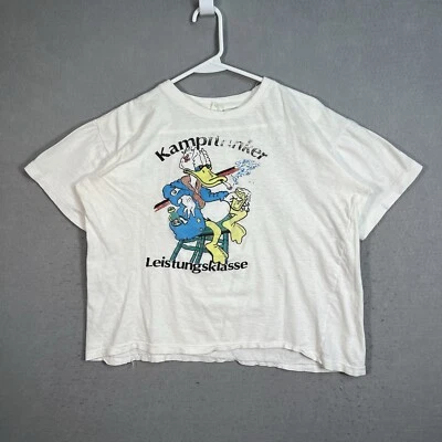 Camiseta vintage años 90 Donald Duck bebedor de combate clase de rendimiento adulto grande recortada Foto 1 de 4