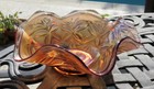 Westmoreland PILLOW AND SUNBURST Amethyst Carnival Glass Ruffled Bowl 8