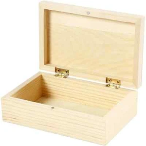 Caja organizadora magnética de madera de pino de 14x9 cm para almacenamiento de joyas decoupage - Imagen 1 de 3