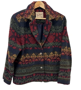 Woolrich Vintage Aztec/Nordic Ladies Jacket Size L Wool Multicolour Made in USA - Picture 1 of 16