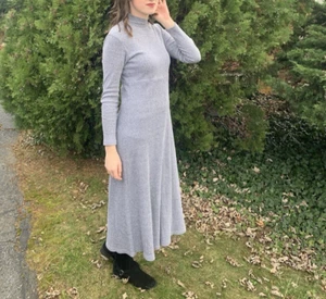 VTG Moda International Dress Womens SZ S Gray Ribbed Waffle Thermal Knit Sweater - Picture 1 of 10