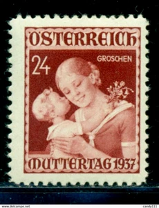1937 Mother's day, child congratulates mother, flowers, Austria, Mi. 638, MNH - Picture 1 of 1
