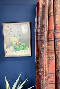 VINTAGE ORANGE STOFF - RETRO MITTE DES JAHRHUNDERTS MODERN ABSTRAKT CAMPER-VAN - Bild 1 von 5