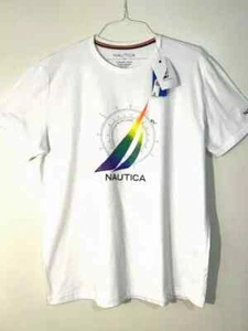 Camiseta gráfica Nautica para hombre talla XL hecha a mano sostenible PRIDE velero-blanca - Imagen 1 de 6