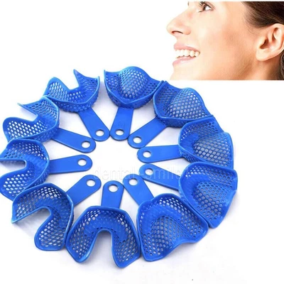 WBRWP 10 Pcs/5Set Plastic-Steel Dental Impression Trays Autoclavable Upper+Lower L M S