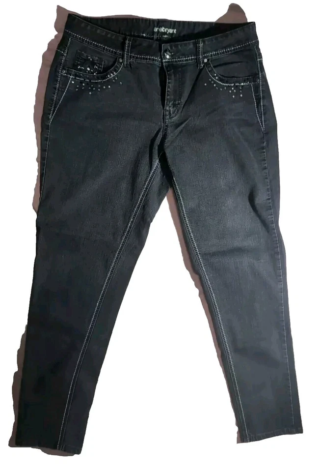 Jeans Vintage Lane Bryant Sexy Negro Bolsillo Joyas Bling S16 Y2K Excelente Estado. Foto 1 de 4