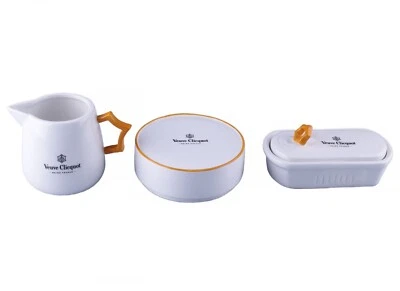 Veuve Clicquot Brunch Set con Lattiera, Zuccheriera, Burriera Porcellana - Immagine 1 di 4
