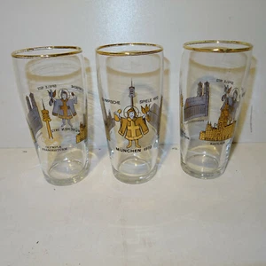 3 x Glas Gläser Olympische Spiele München Trink Trinkglas Sammlung 47 Jahre alt - Bild 1 von 4