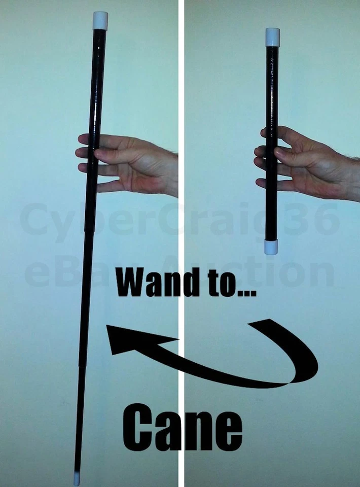 WAND TO BLACK CANE CLASSIC STAGE APPEARING TRICK MAGIC PROP NEW FANCY DRESS WOW - Image 1 of 1