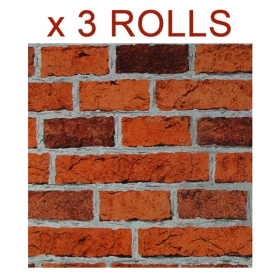 A.S. CREATION Brick Effect Wallpaper Realistic Red Textured Embossed Vinyl Stone Rustic x 3