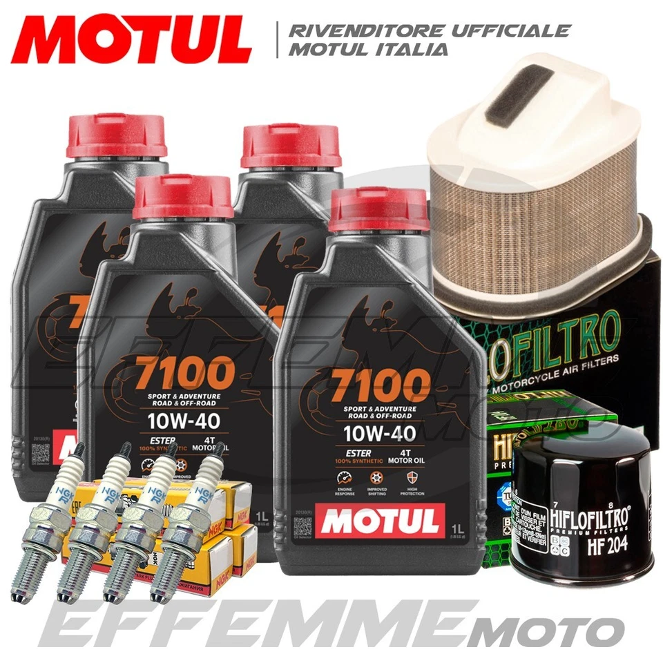 MOTUL + HIFLO + NGK Tagliando KAWASAKI Z750 / Z 750 S 2004 2005 2006 (7100 10W40 + Filtri + Candele)