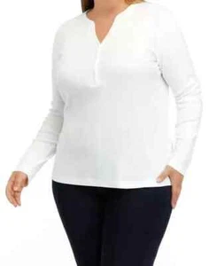Chaps Talla 2X Marfil Henley Tejido Top, Manga Larga, 100% Algodón, Nuevo con Etiquetas - Imagen 1 de 3