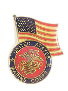 Pin de revers vintage drapeau américain du Corps des Marines des États-Unis