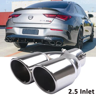 2.5Inlet Rear Car Dual Exhaust Muffler Tip Tail Pipe Steel For Mercedes-Benz CLA Foto 1 de 4