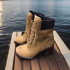 Timberland Glancy 3inch Heeled Wheat Classic Boots UK 7.5 New Boxed Allington - Picture 1 of 6