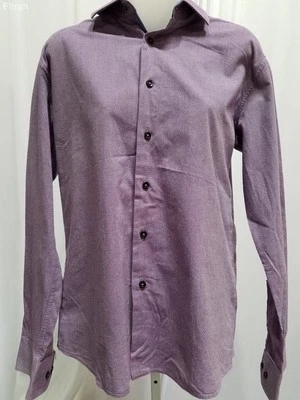 Report Collection Men 100% Cotton Long Sleeve Button-Up Purple Dress Shirt M - Image 1 of 4