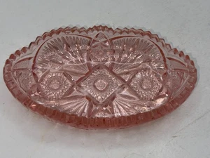 Vintage Imperial Glass Nucut Relish Dish, Pink Depression Glass, Sawtooth Edge - Picture 1 of 6