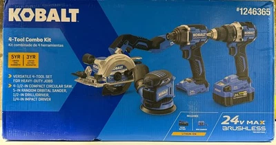 Kobalt 4 Tool Combo Kit 4-1/2" Compact Circular Saw Sander Drill Driver Impact - Image 1 of 3
