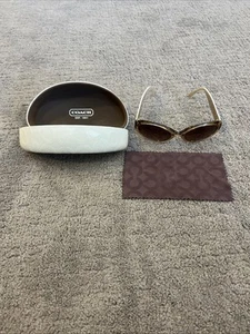 Coach Dorothea S821 Sonnenbrille mit Muschelschalenetui hellbraun braun weiß mit C - Bild 1 von 10
