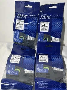 4PK Fits Brother TZ TZe-S251 Strong Adhesive Label Tape Black on White 1" 24mm - Picture 1 of 5