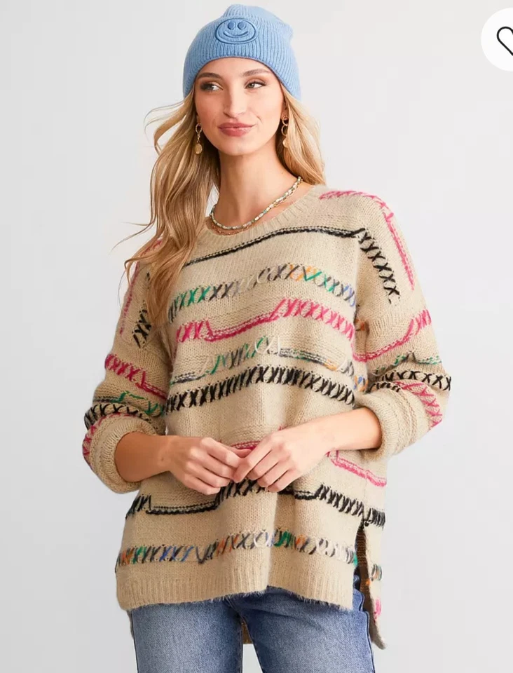 Suéter Willow & Root exclusivo para mujer multi puntada de gran tamaño crema pops pequeño Foto 1 de 4