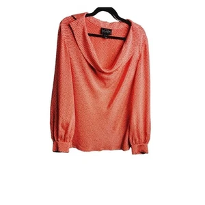 St. John Polka Dots Bluse Damen Pullover Seide Gr. 16 orange weiß Reißverschluss Sommer - Bild 1 von 10