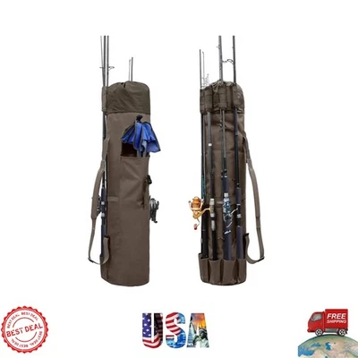 Estuche de transporte duradero para caña de pescar - Organiza 5 bastones, correa de hombro ajustable Foto 1 de 4