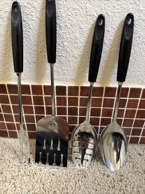 Ekco Kitchen Utensil Set USA Chrome Black Handles VTG Chromium Plated Spatula+ - Image 1 of 4