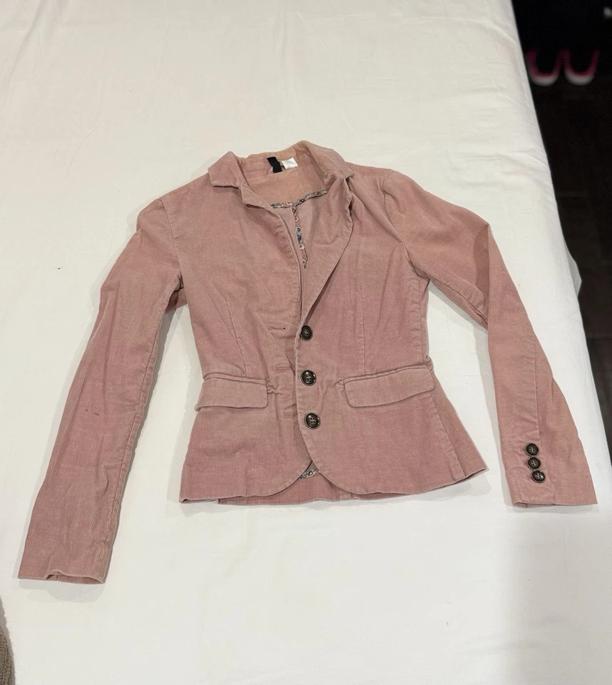 Chaqueta Blazer Logg H&M Pana Mujer 10 Rosa Manga Larga Bolsillos con Botones Top Foto 1 de 1