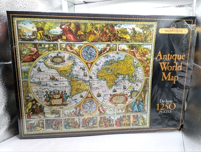 vintage new and sealed, Antique World Map, Waddingtons, 1250 Pieces, Puzzle, - Image 1 of 4