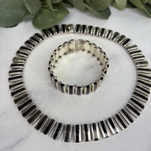 Pulsera Collar Obsidiana Vintage Enrique Ledesma Plata Esterlina Taxco México - Imagen 1 de 20