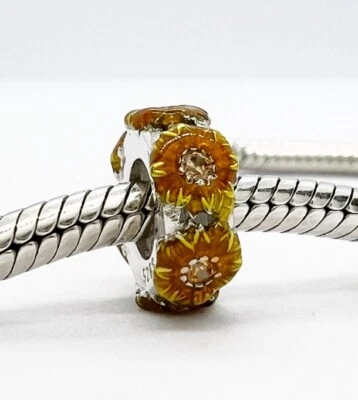 Sunflower Spacer Charm Bead Flower Floral Summer Genuine 925 Sterling Silver 💖 - Image 1 of 4