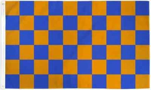 Bandera de polietileno azul y naranja a cuadros de 3x5 pies a cuadros automática bandera de concesionario de carreras - Imagen 1 de 4