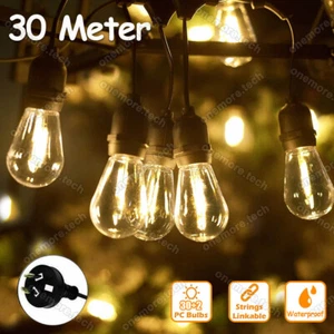 30M 30LED Festoon String Lights Outdoor Waterproof Wedding Cafe Party Bulbs - Picture 1 of 12