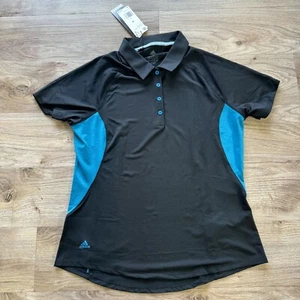 Medium M $70 adidas Golf Ultimate 365 UPF 50 Women Polo Shirt Black Teal DZ6383 - Picture 1 of 5