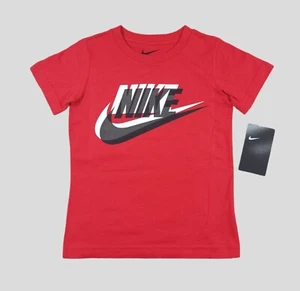NIKE Boys Shirt Short Sleeve Tee Kids Swoosh School Spell Out Size 5 Red - Picture 1 of 4