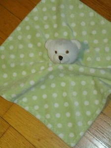 Bean Sprout/Beansprout Green White Polka Dot Bear Security Blanket/Lovey - Picture 1 of 4