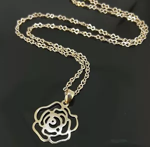 18k 18CT Yellow Gold Filled GF Filigree Cube Pendant Necklace N-A837 Gift - Picture 1 of 4