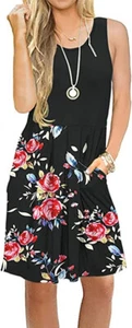 NWT $36 SZ XLARGE TODOLOR Casual Sundress Pleated Summer Knee Length DRESS - Picture 1 of 4
