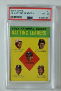 1963 Topps - NL League Leaders #1 Robinson, Musial, Aaron PSA 4 - Bild 1 von 2