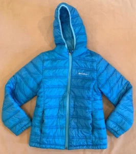 Eddie Bauer Winter Jacket 14 Kids Large Blue Hooded Flaws - Picture 1 of 7