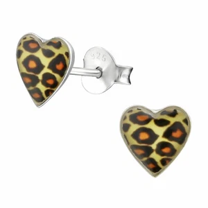 Leoparden Herz Kinder Ohrringe aus Silber für Mädchen Damen Kinder - Bild 1 von 5