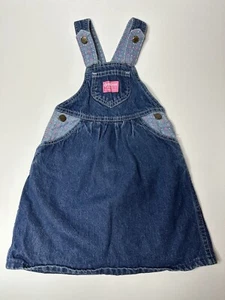 Vintage 80s Oshkosh Bgosh Denim Overall Floral Overalls dress Made in usa Sz 5 - Picture 1 of 6