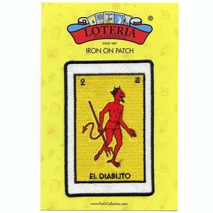 El Diablito 2 Patch Devil Mexican Loteria Card Sublimated Embroidery Iron On - Picture 1 of 3