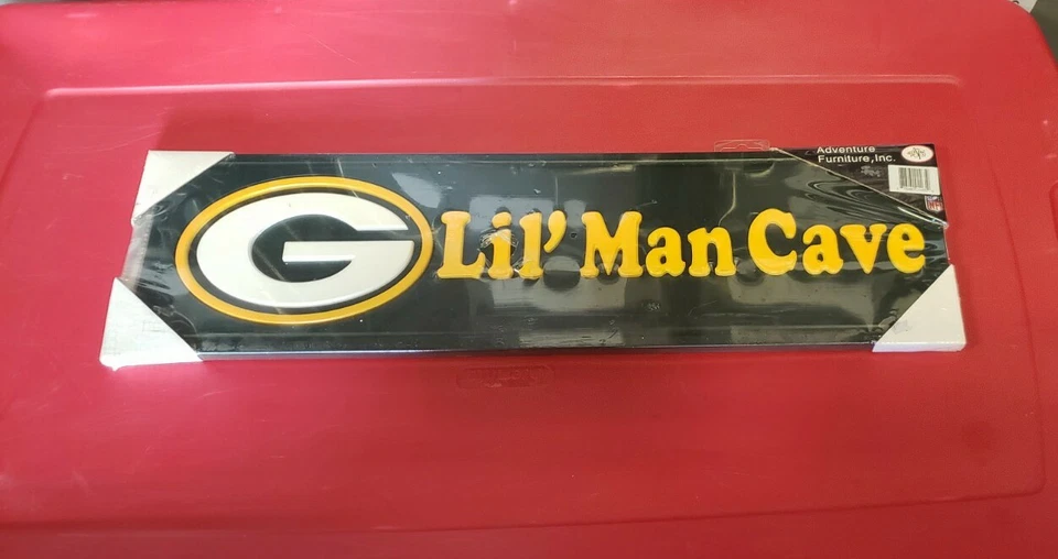 "Letrero de madera Green Bay Packers Lil' Man cueva marco de placa 23""x 7""" Foto 1 de 1