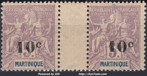 MARTINIQUE TYP GRUPPE 10c SUR 5F LILA NR. 53 NEU MIT UND OHNE SCHARNIER - Bild 1 von 2