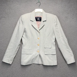 Vintage Burberrys Blazer Womens Sz 4 Gray  Wool Blend Business Lined FLAW - Picture 1 of 15