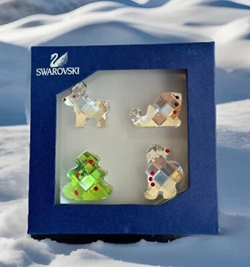 SWAROVSKI My Little Christmas 4 Mini Figures Tree Reindeer Santa 665029 NEW NIB - Picture 1 of 9